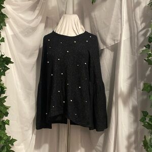 Simply Vera Pearl Embellished Sweater with Bell Sleeves